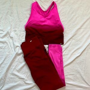 Victoria Secret PINK Active Sport Ombré Pink/Red 2-piece workout set gym